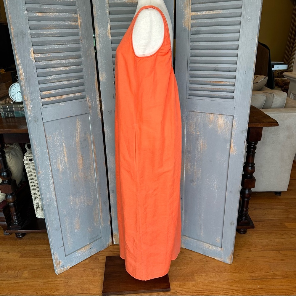 COS Low-Cut Back Linen Midi Dress Orange Sz XS - Picture 7 of 12